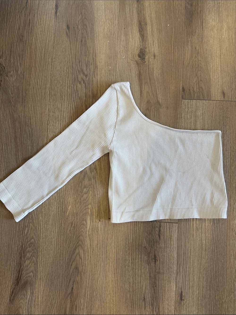 Nikibiki White Ribbed One-Shoulder Crop Top
